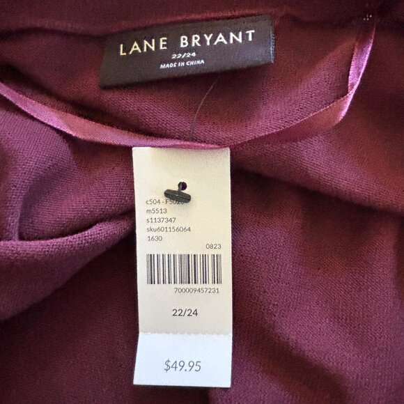 Lane Bryant Women's Size 22/24 Burgundy Red Open Front Cardigan NWT - Picture 5 of 7